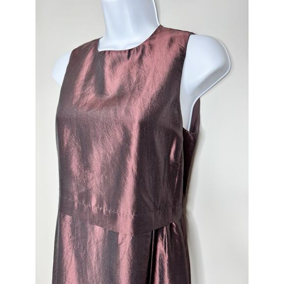 Vintage Armani 90s Made In Italy Silk Dress Burgundy IT 40 US 6 Y2K Cocktail NWT - Picture 3 of 16
